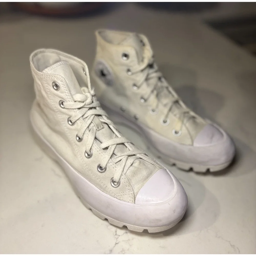 Converse Chuck Taylor All Star Lugged High Top Sneakers White Canvas Platform 8